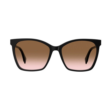 Women's Sunglasses // Black + Brown + Pink Gradient