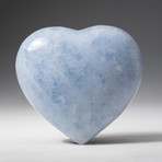 Genuine Polished Blue Calcite Heart + Acrylic Display Stand // V1