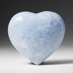 Genuine Polished Blue Calcite Heart + Acrylic Display Stand // V1