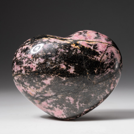 Genuine Polished Imperial Rhodonite Heart2 + Acrylic Display Stand // 400g