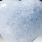 Genuine Polished Blue Calcite Heart + Acrylic Display Stand // V1