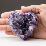 Genuine Polished Amethyst Crystal Clustered Heart // V1
