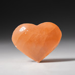 Genuine Natural Orange Selenite Heart + Acrylic Display Stand