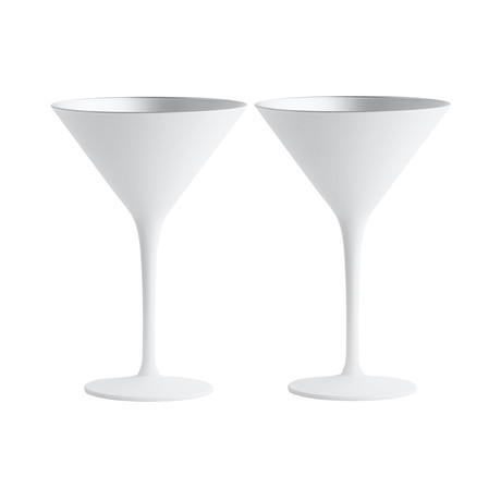 Olympia Cocktail Bowl // White + Silver // Set of 2