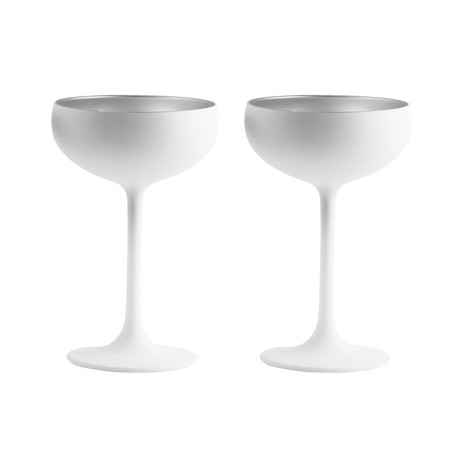 Olympia Champagne Bowl // White + Silver // Set of 2