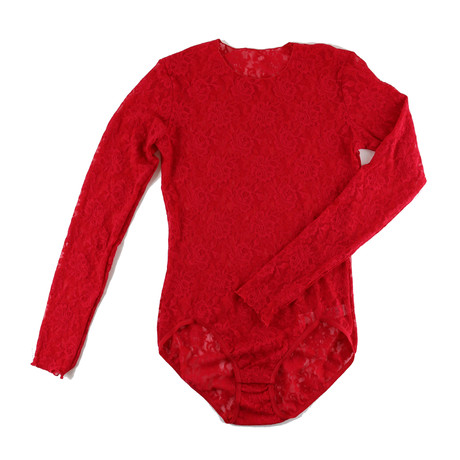 Long Sleeve Bodysuit // Red (Small)