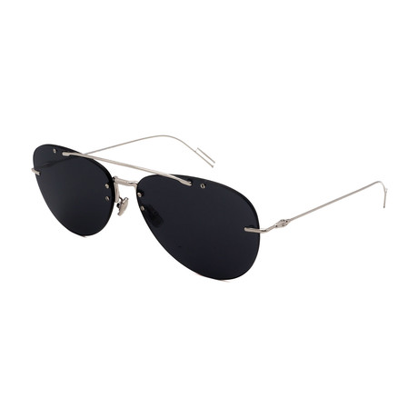 Men's DIOR-CHROMA-1F-O10 Aviator Sunglasses // Silver + Black