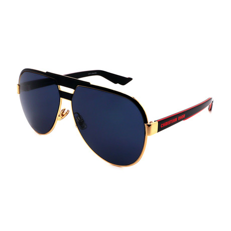 Men's DIOR-FORERUNNER-2M2 Aviator Sunglasses // Black + Red + Gray