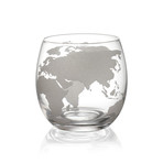 Etched World Globe Glasses // Set of 4 // 10 Oz.