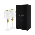 Yellow Gold Diamond Wine Glass W/ Gold Rim // 18 Oz