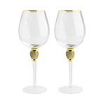 Yellow Gold Diamond Wine Glass W/ Gold Rim // 18 Oz