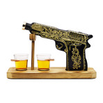 Pistol Whiskey Decanter Set // Decanter + 2 Shot Glasses