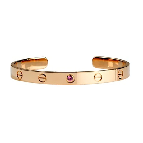 Cartier 18K Rose Gold 1 Sapphire Open Love Bracelet // Pre-Owned