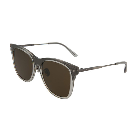 Bottega Veneta // Unisex Square Sunglasses // Shiny Transparent Gray