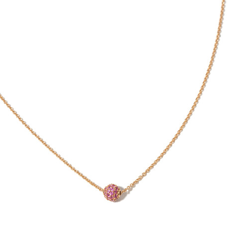 18k Rose Gold + Pink Sapphire Necklace // 16" // New