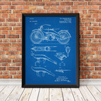 Harley Davidson Motorcycle // Blueprint (18"W x 24"H)