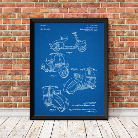 Vespa Scooter // Blueprint (18"W x 24"H)