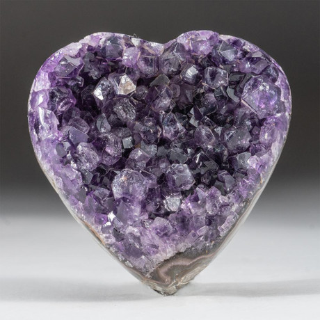 Genuine Polished Amethyst Crystal Clustered Heart // V17