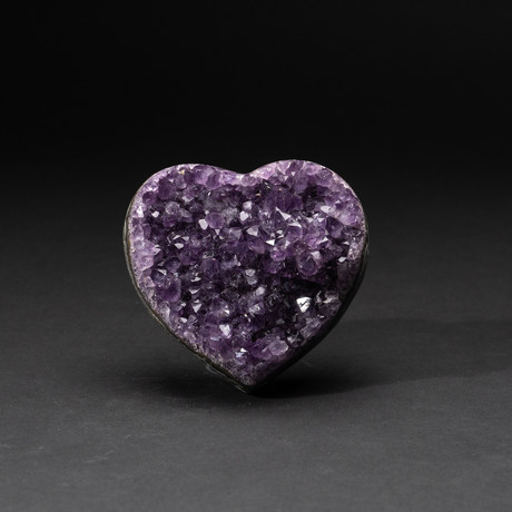 Genuine Polished Amethyst Crystal Clustered Heart // V33