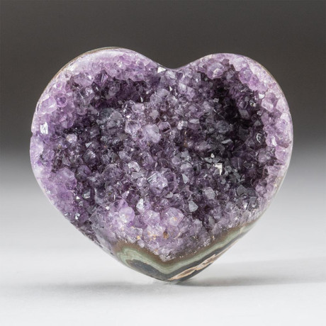 Genuine Polished Amethyst Crystal Clustered Heart // V20