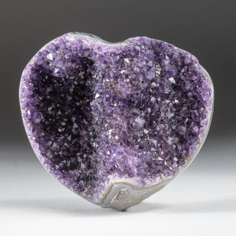 Genuine Polished Amethyst Crystal Clustered Heart // V16