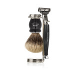 Tron Set // Moxon Tron Shaving Brush + Razor + Gillette Mach3 Head + Holder