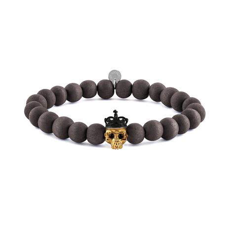 King Skull Beaded Bracelet // Brown