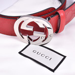 Gucci Belt // Red + Silver // Max Length 38" (Max Length 36")