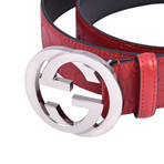 Gucci Belt // Red + Silver // Max Length 38" (Max Length 36")