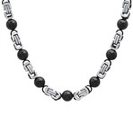 Two-Tone Byzantine + Beaded Links Necklace // Black + Steel