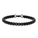 Stainless Steel Round Box Link Bracelet // Black