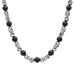 Two-Tone Byzantine + Beaded Links Necklace // Black + Steel