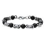 Two-Tone Byzantine + Beaded Links Bracelet // Black + Steel