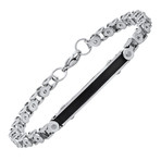 Two-Tone Bicycle Chain Link ID Bracelet // Black + Metallic