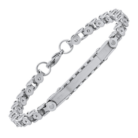 Stainless Steel Bicycle Chain Link ID Bracelet // Metallic