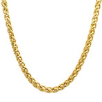 18K Gold Plated Stainless Steel Wheat Link Necklace // Yellow