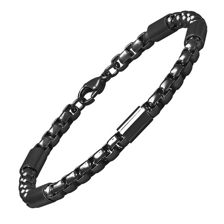 Stainless Steel Link Bar Bracelet // Black