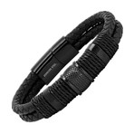 Leather + Stainless Steel Bracelet // Black