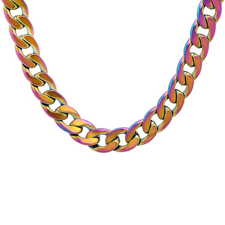 Stainless Steel Cuban Link Necklace // Multicolor