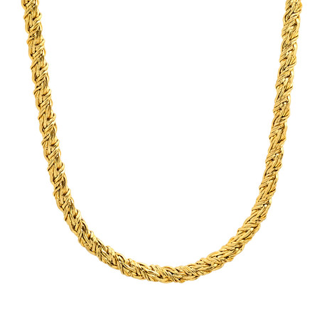 18K Gold Plated Stainless Steel Flat Singapore Chain Necklace // Gold