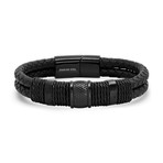 Leather + Stainless Steel Bracelet // Black