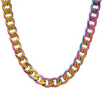 Stainless Steel Cuban Link Necklace // Multicolor