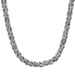 Stainless Steel Flat Singapore Chain Necklace // Metallic + Black