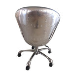 Aviator Office Swan Chair // Polished Aluminium + Genuine Cowhide on Casters