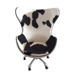 Aviator Egg Office Chair // Jacobsen + Aluminum + Cowhide + Swivel on Casters
