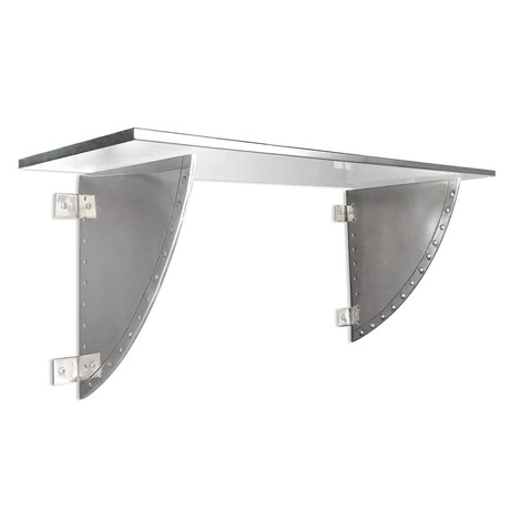 Polished Aluminum Aviator Riveted Shelf Bracket Set