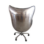 Aviator Egg Office Chair // Jacobsen + Aluminum + Cowhide + Swivel on Casters