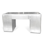 Aviator Office Desk // Polished Aluminum Patchwork + 4 Drawers // 60"