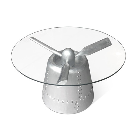 Aircraft Propeller Coffee Table // Aluminum Aviation Accent // 36" Round