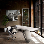 Aviator Office Swan Chair // Polished Aluminium + Genuine Cowhide on Casters